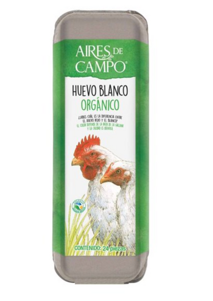 Huevo Blanco Aires de Campo Orgánico 24 piezas