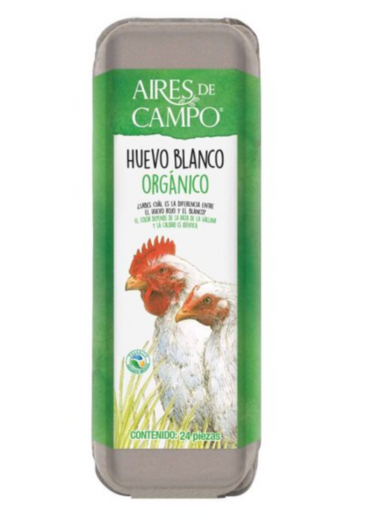 Huevo Blanco Aires de Campo Orgánico 24 piezas