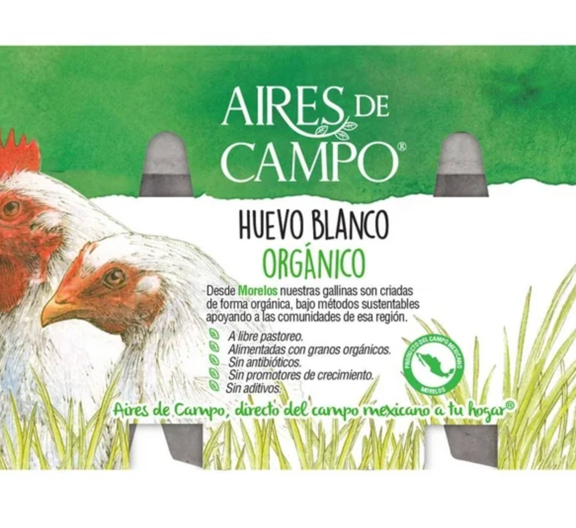 Huevo Blanco Aires de Campo Orgánico 24 piezas