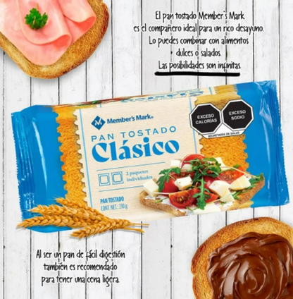 Pan Tostado Member's Mark Clásico 2 pzas de 210 g c/u -.