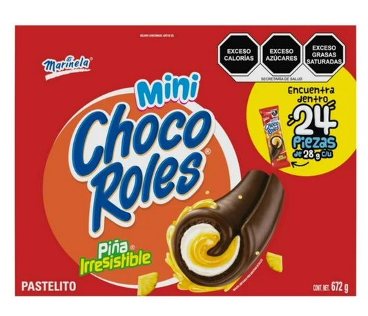 Mini Choco Roles Marinela con 24 pzas de 28 g c/u -.