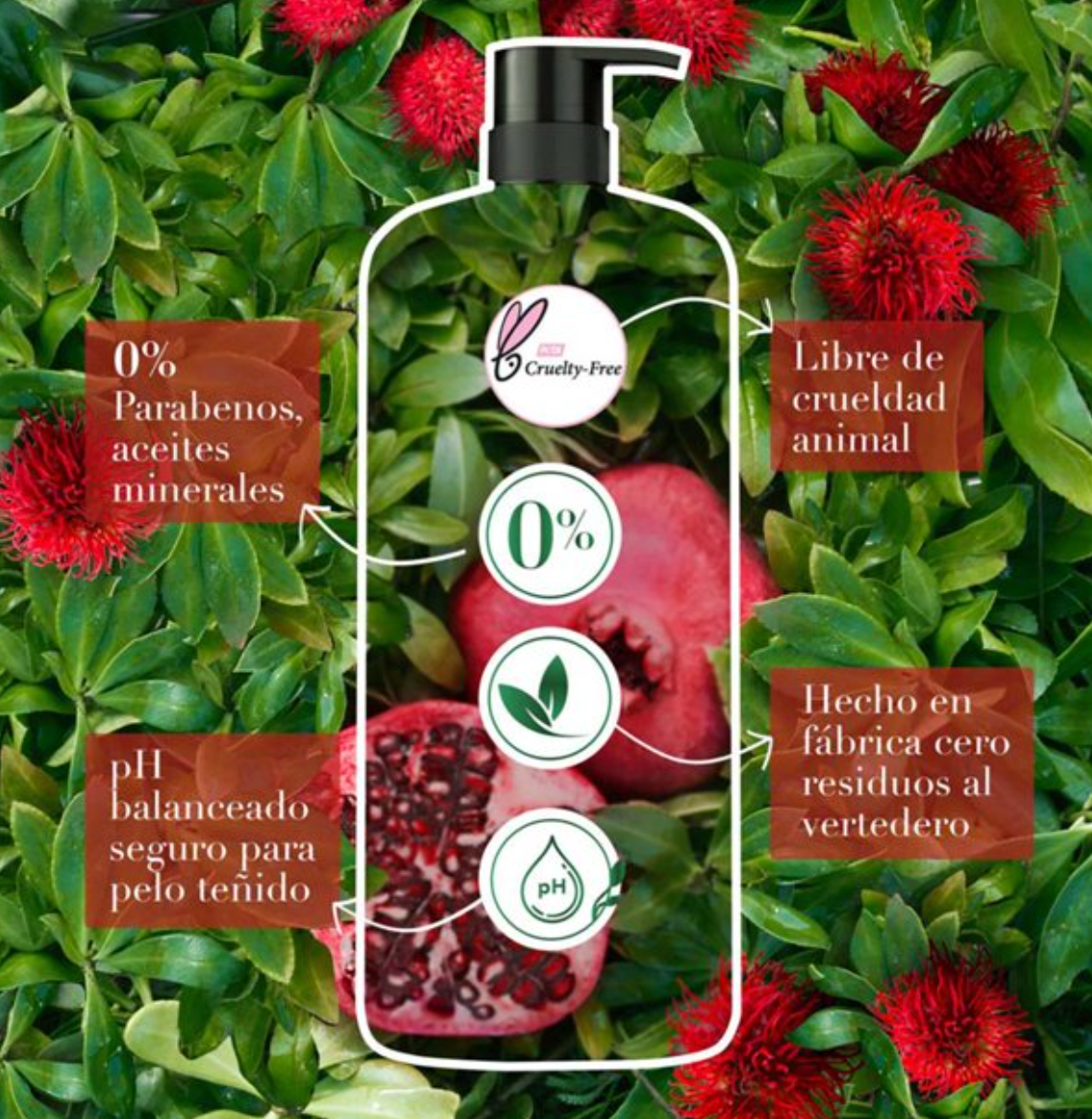 Shampoo Herbal Essences Aceite de Ricino y Granada 1 l - .