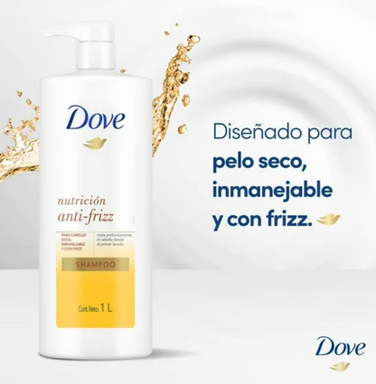 Shampoo Dove Nutrición Anti-Frizz 1 l - .