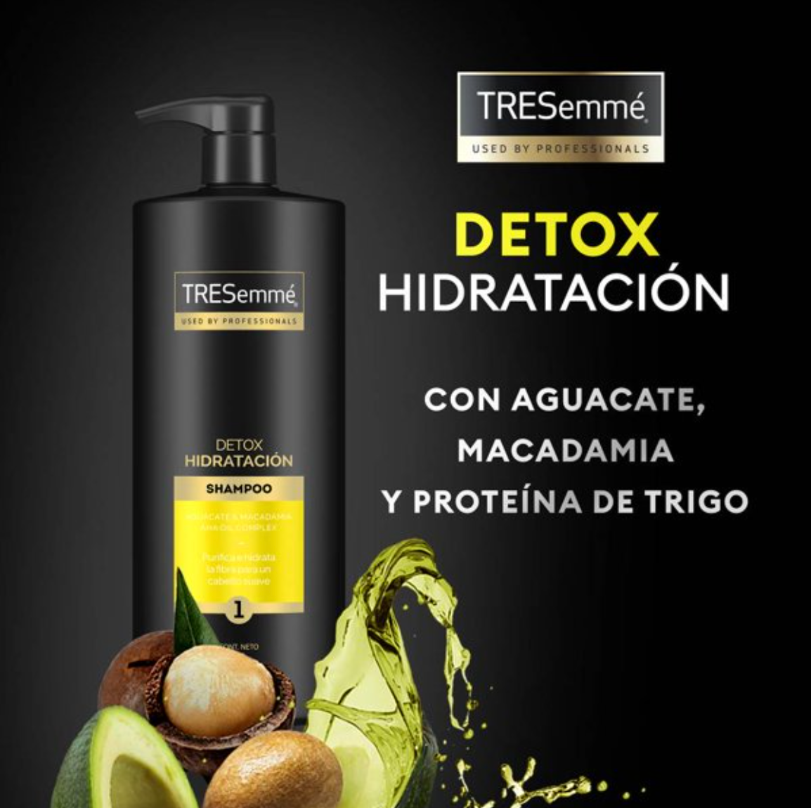 Shampoo Tresemme Detox Hidratación 1 l - .