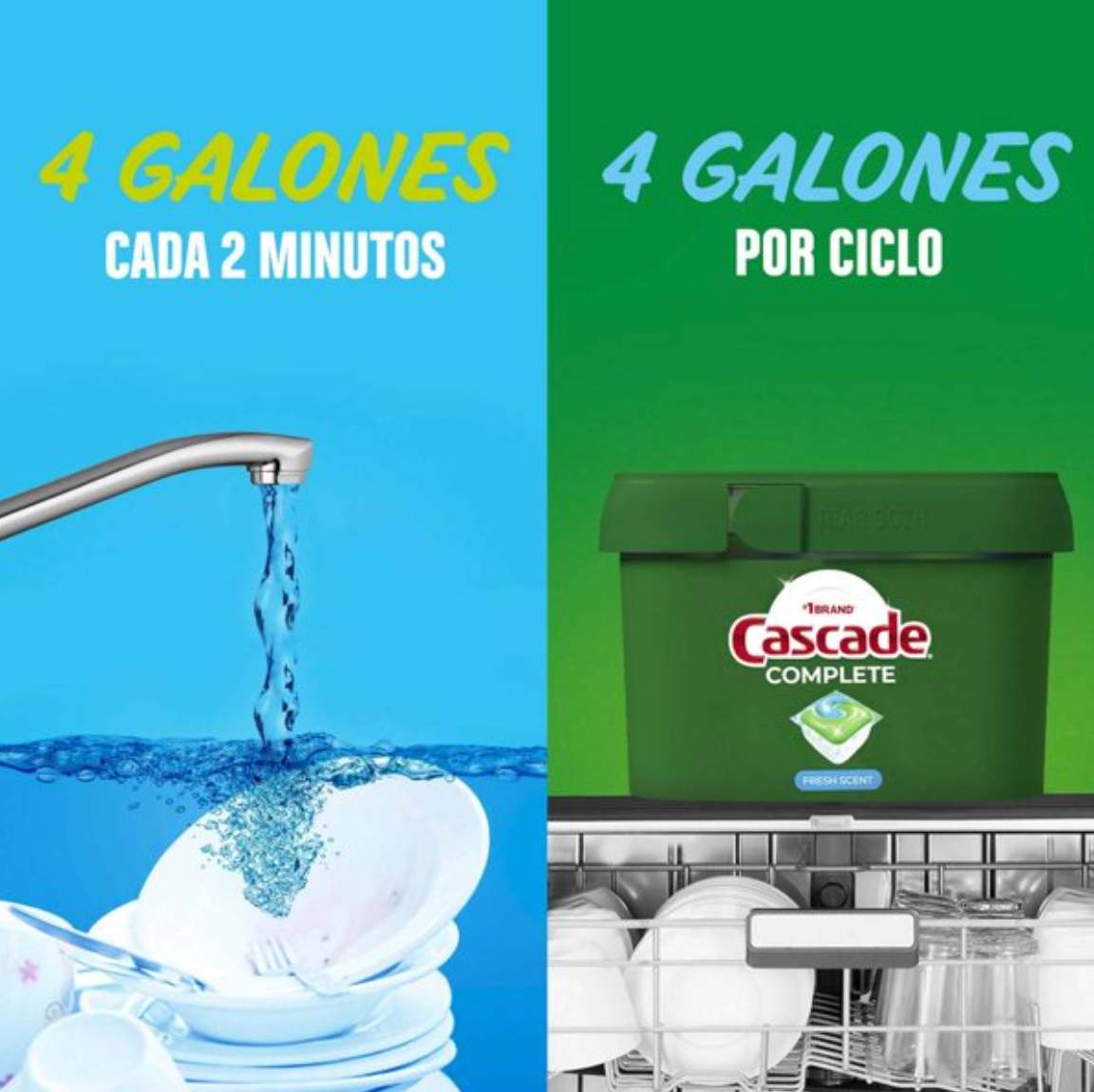 Detergente en Cápsulas Cascade Complete Para Lavavajillas 38 pzas - .