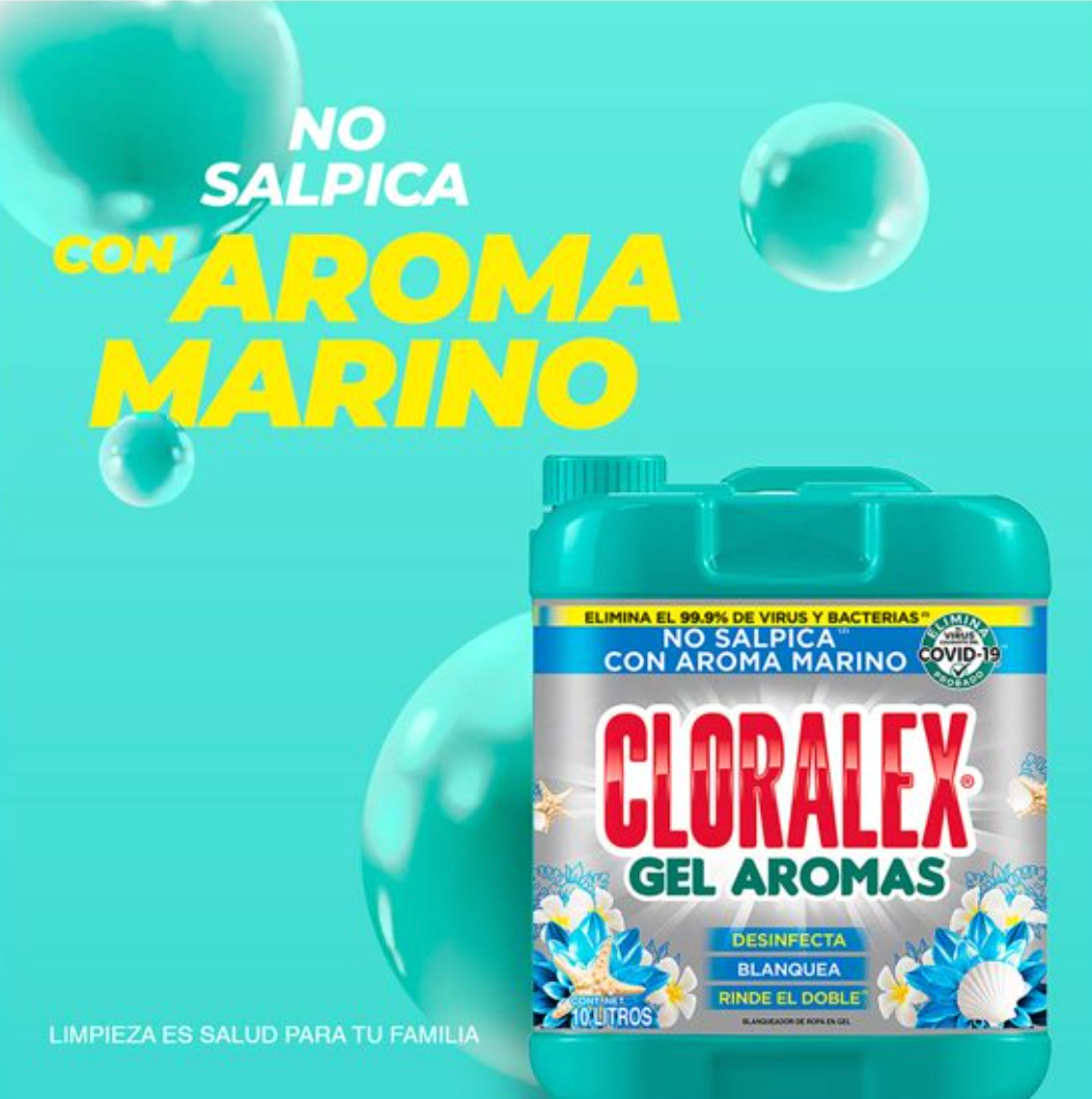 Blanqueador de Ropa en Gel Cloralex Aromas Marino 10 l - .