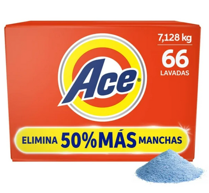 Detergente en Polvo Ace limpieza instantánea (66 cargas) 7.128 kg - .