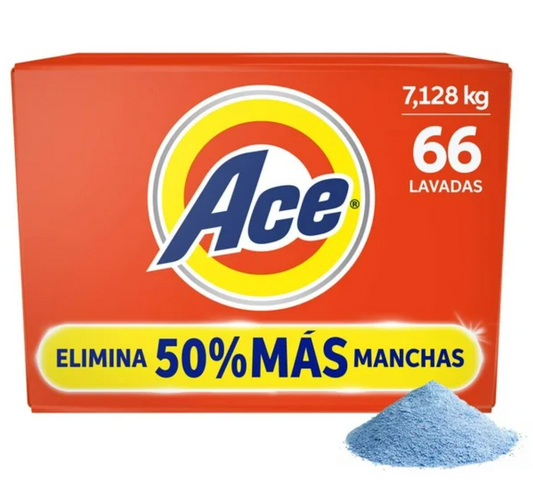 Detergente en Polvo Ace limpieza instantánea (66 cargas) 7.128 kg - .