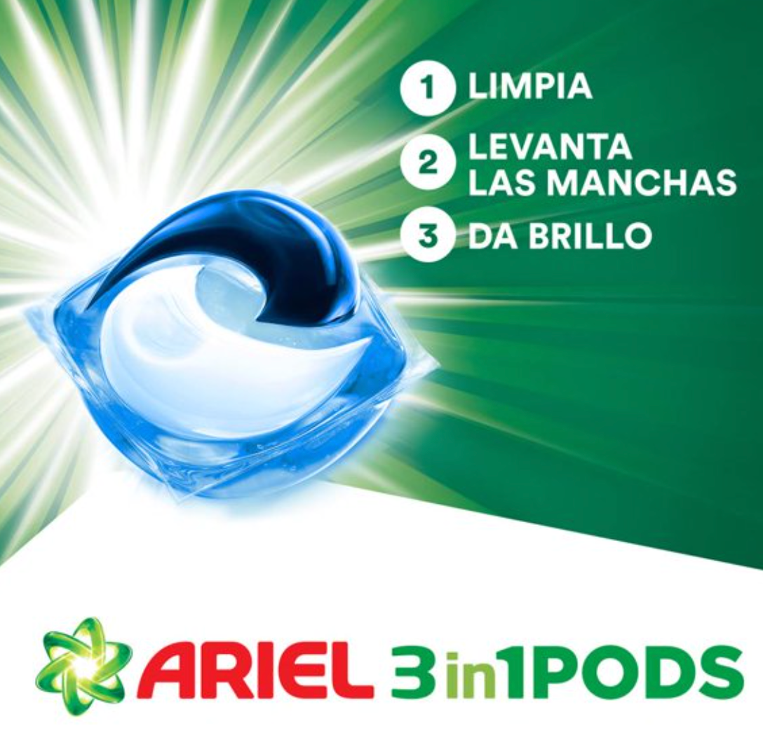 Detergente en Cápsulas Ariel Power Pods 3en1 57 pzas - .