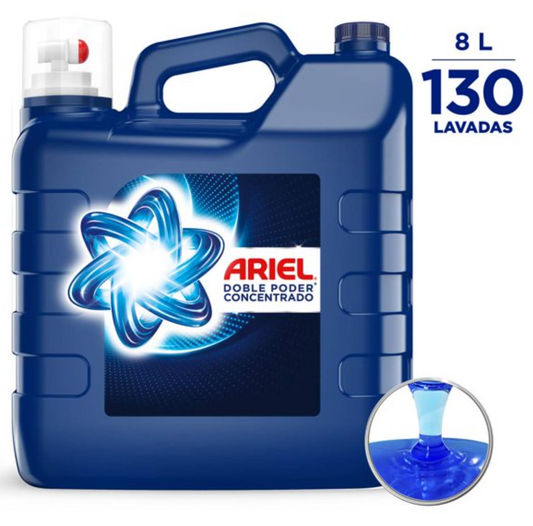 Detergente Líquido Concentrado Ariel Doble Poder 8 L - .