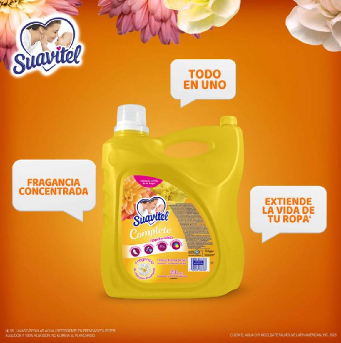 Suavizante Suavitel Complete Fresco Aroma de Sol Sin Enjuague Todo en Uno 8 L - .