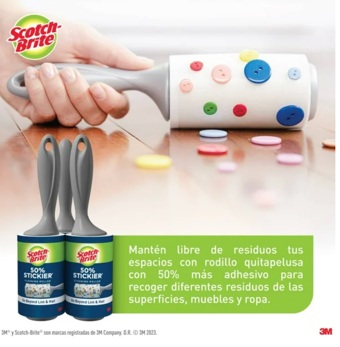 Rodillo Quita Pelusa Scotch-Brite Lint Roller 3 pzas - .