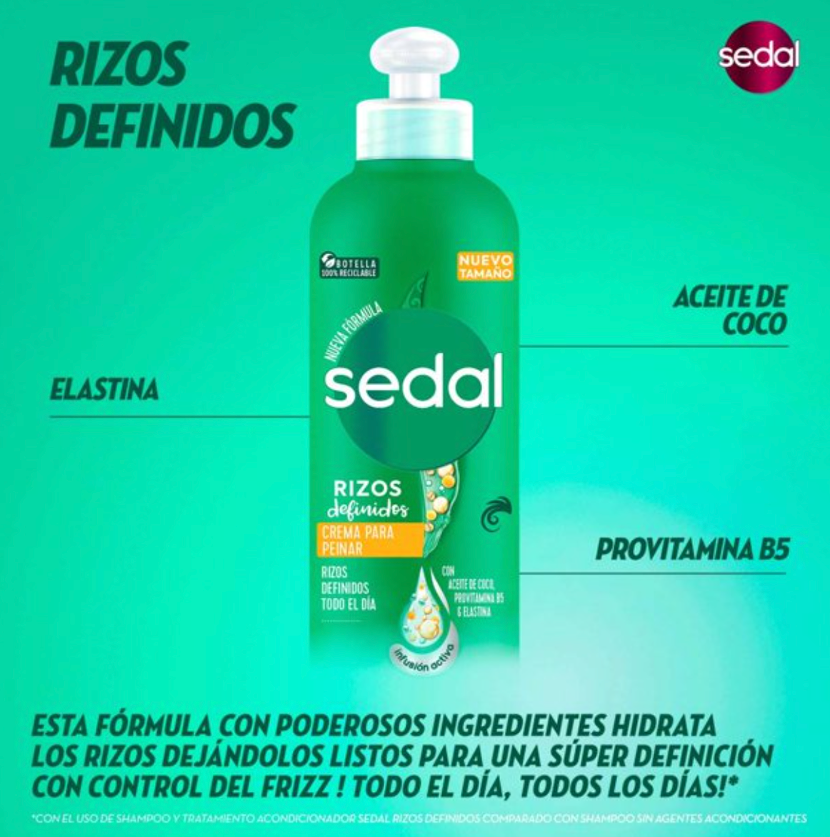 Crema para Peinar Sedal Rizos Definidos 3 pzas de 380 ml c/u - .