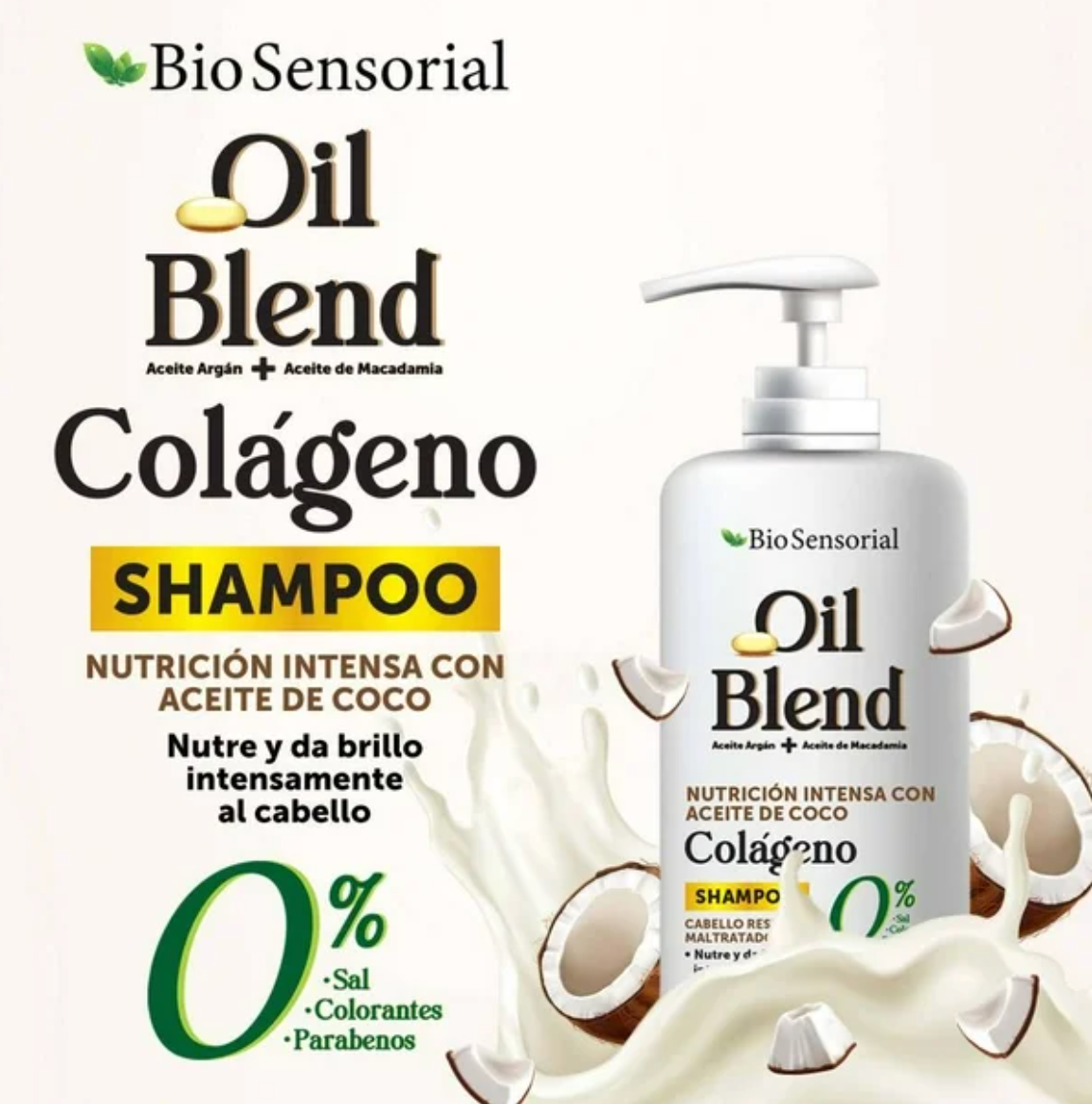Shampoo Bio Sensorial Nutrición Intensa con Aceite de Coco 1 l - .