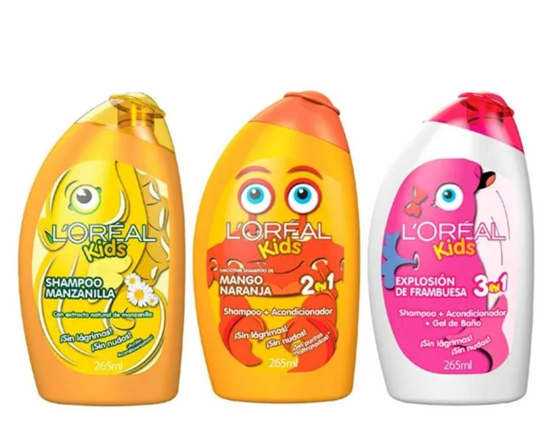 Shampoo L'Oréal Kids 3 pzas de 265 ml c/u - .