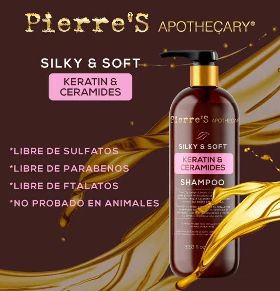 Shampoo Pierres Apothecary Keratina y Ceramida 1 l - .