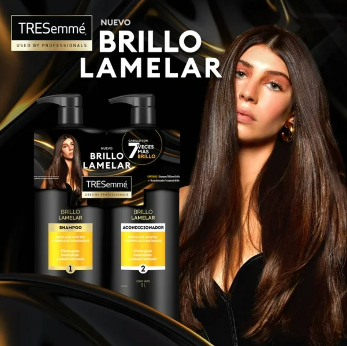 Pack TRESEMME Brillo Lamelar Shampoo + Acondicionador 1 l c/u - .