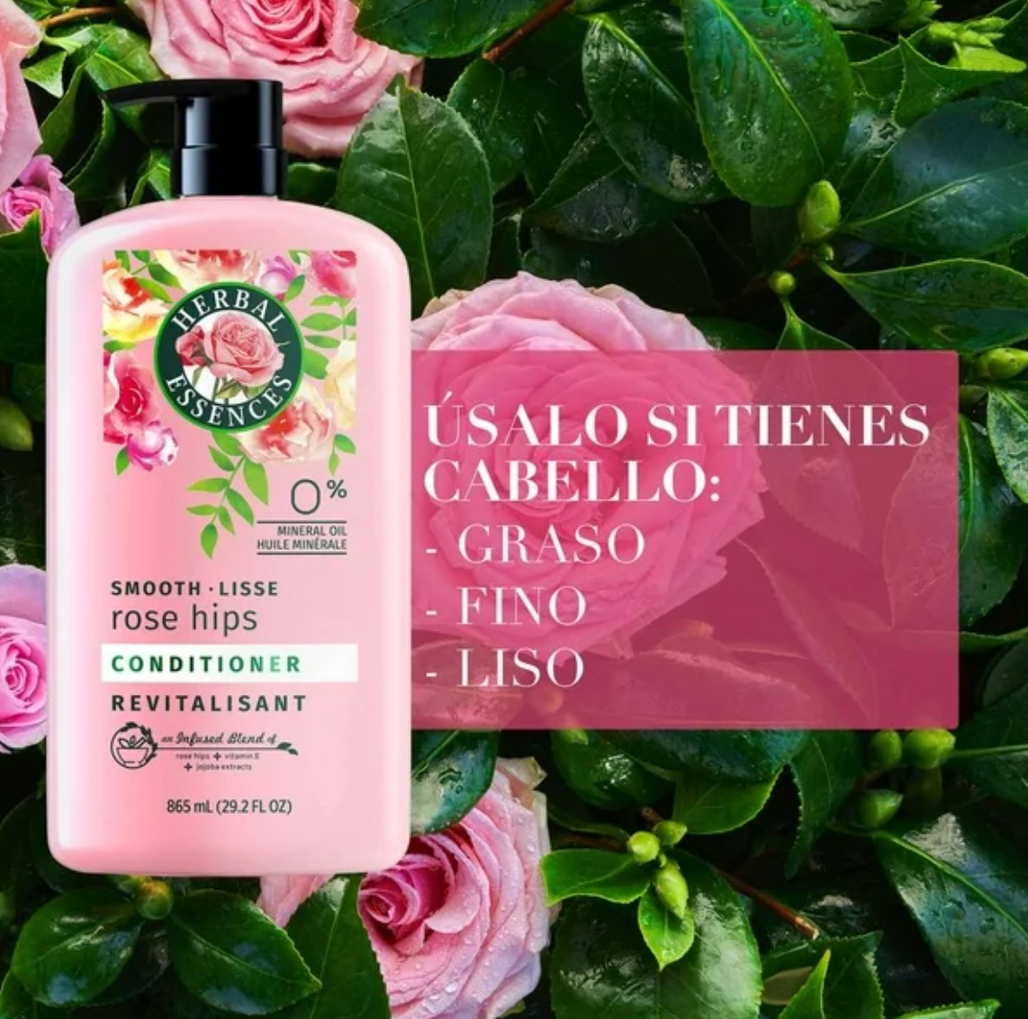 Acondicionador Herbal Essences Suavidad Rosa Mosqueta 865 ml - .
