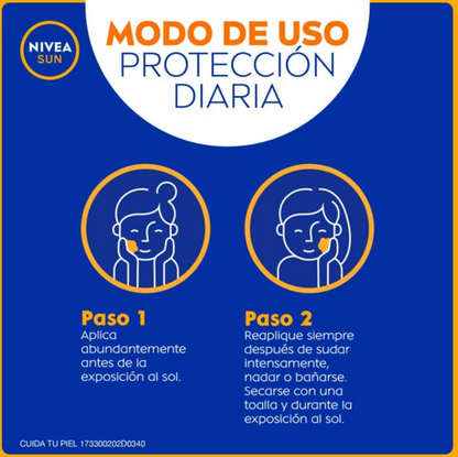 Protector Solar Facial Nivea Sun Control de Brillo Efecto Mate FPS50+ 2 pzas de 50 ml c/u - .
