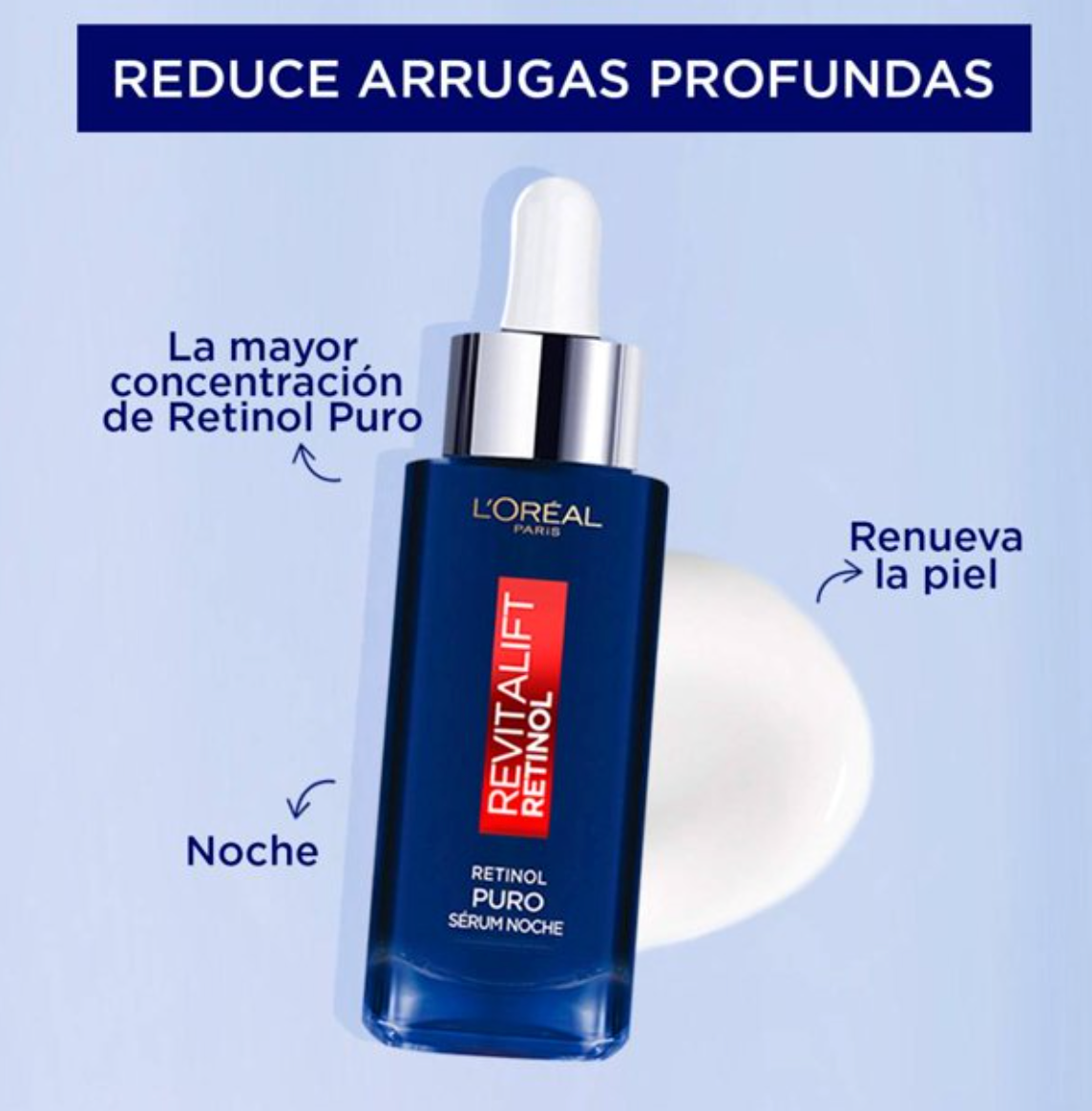 Rutina Noche y Día L'Oréal Skin Serum Retinol Puro + Protector Solar UV Defender FPS 50+ - .