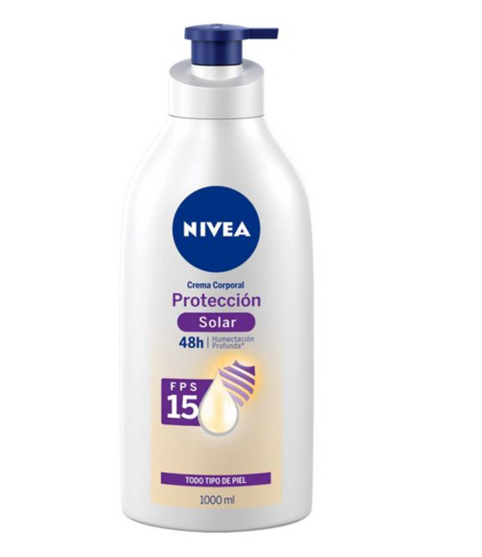 Crema Corporal Nivea Protección Solar con Vitamina E FPS15 Todo Tipo de Piel 1 l - .