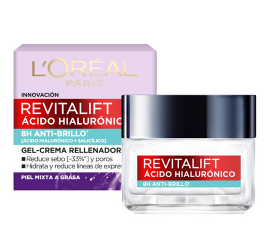Rutina Ácido Hialurónico L'Oréal Revitalift Gel de Limpieza Profunda 150 ml + Gel Crema Rellenador 50 ml - .