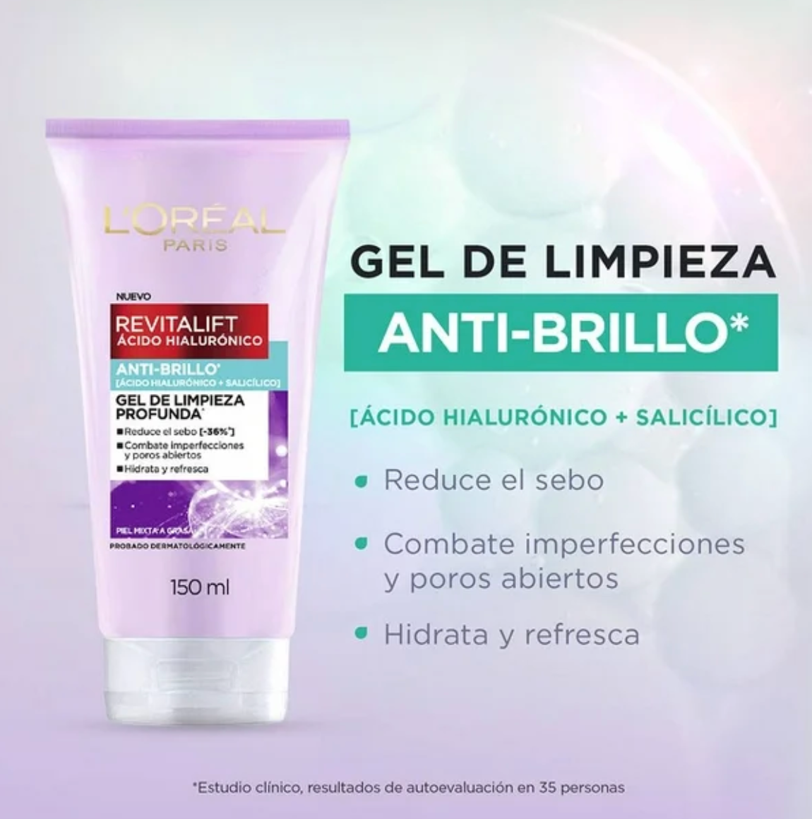 Rutina Ácido Hialurónico L'Oréal Revitalift Gel de Limpieza Profunda 150 ml + Gel Crema Rellenador 50 ml - .