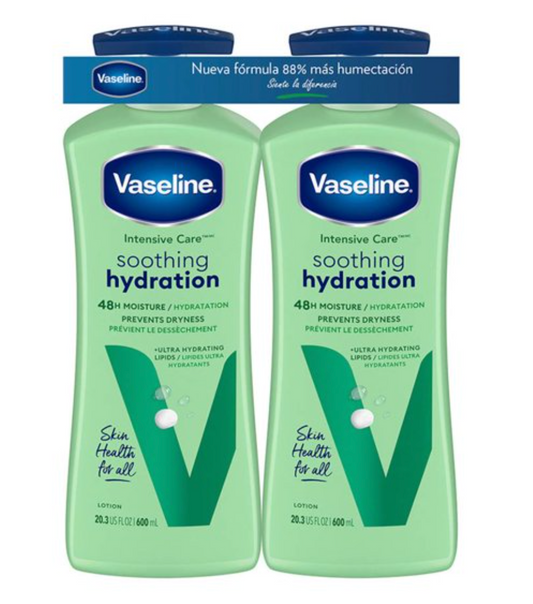 Crema Corporal Vaseline Soothing Hydration 2 pzas de 600 ml c/u - .