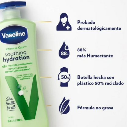 Crema Corporal Vaseline Soothing Hydration 2 pzas de 600 ml c/u - .