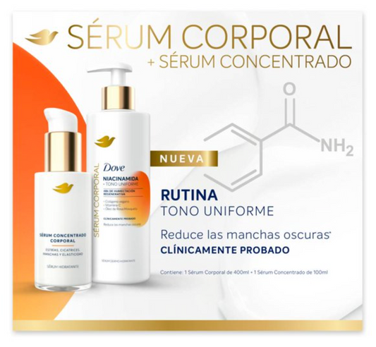 Serum Hidratante Corporal Dove Niacinamida 400 ml y Concentrado 100 ml - .