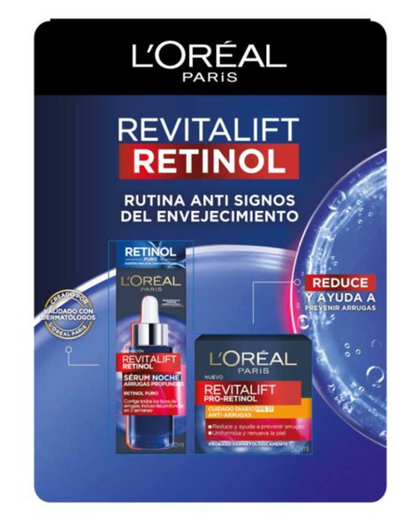 Rutina Anti Arrugas Retinol L'Oréal Revitalift Serum 30 ml + Crema 50 ml - .
