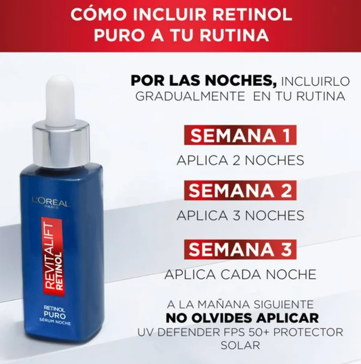 Rutina Anti Arrugas Retinol L'Oréal Revitalift Serum 30 ml + Crema 50 ml - .