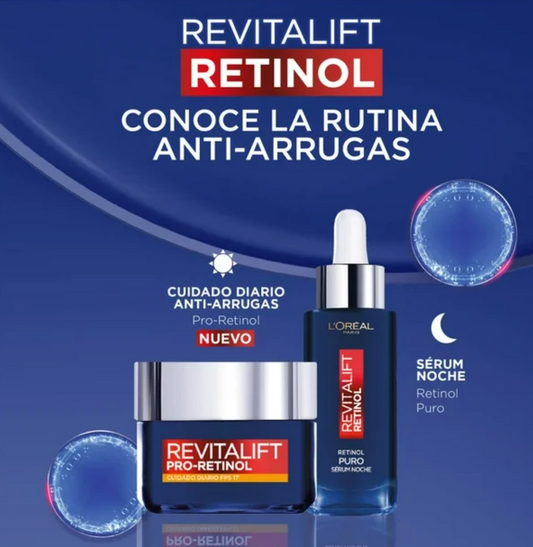 Rutina Anti Arrugas Retinol L'Oréal Revitalift Serum 30 ml + Crema 50 ml - .