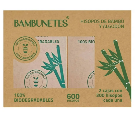 Hisopos de Bambú y Algodón Bambunetes 600 pzas - .