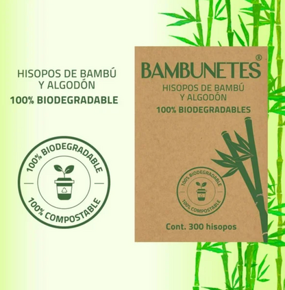 Hisopos de Bambú y Algodón Bambunetes 600 pzas - .