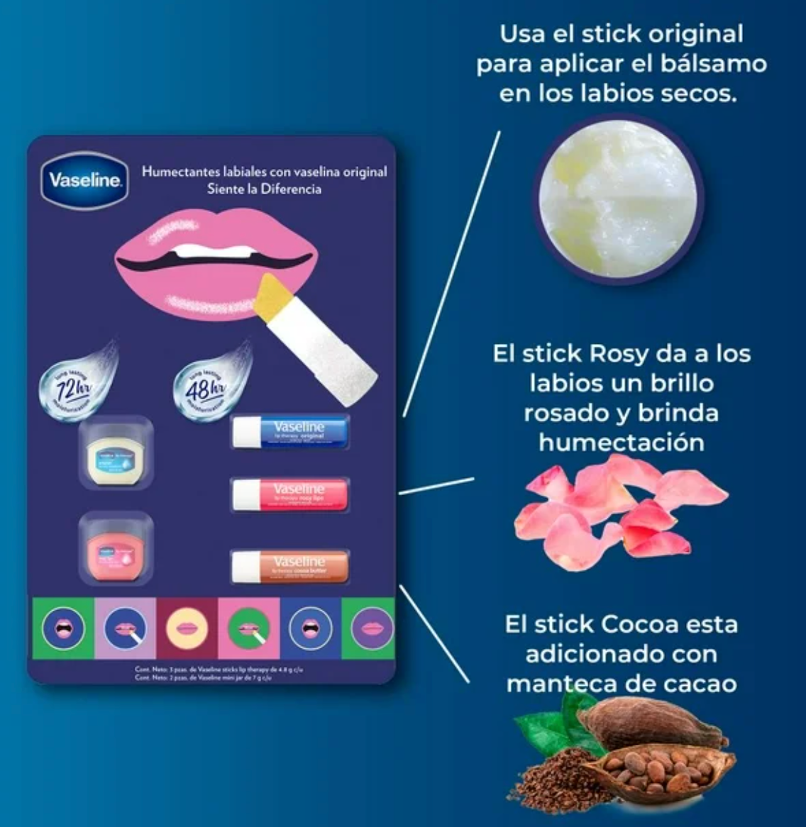 Bálsamo Labial Vaseline 5 pzas - .