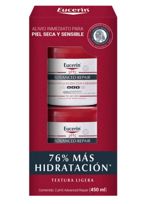 Crema Corporal Eucerin Advanced Repair Hidratación 48 horas 2 pzas - .