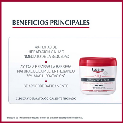 Crema Corporal Eucerin Advanced Repair Hidratación 48 horas 2 pzas - .