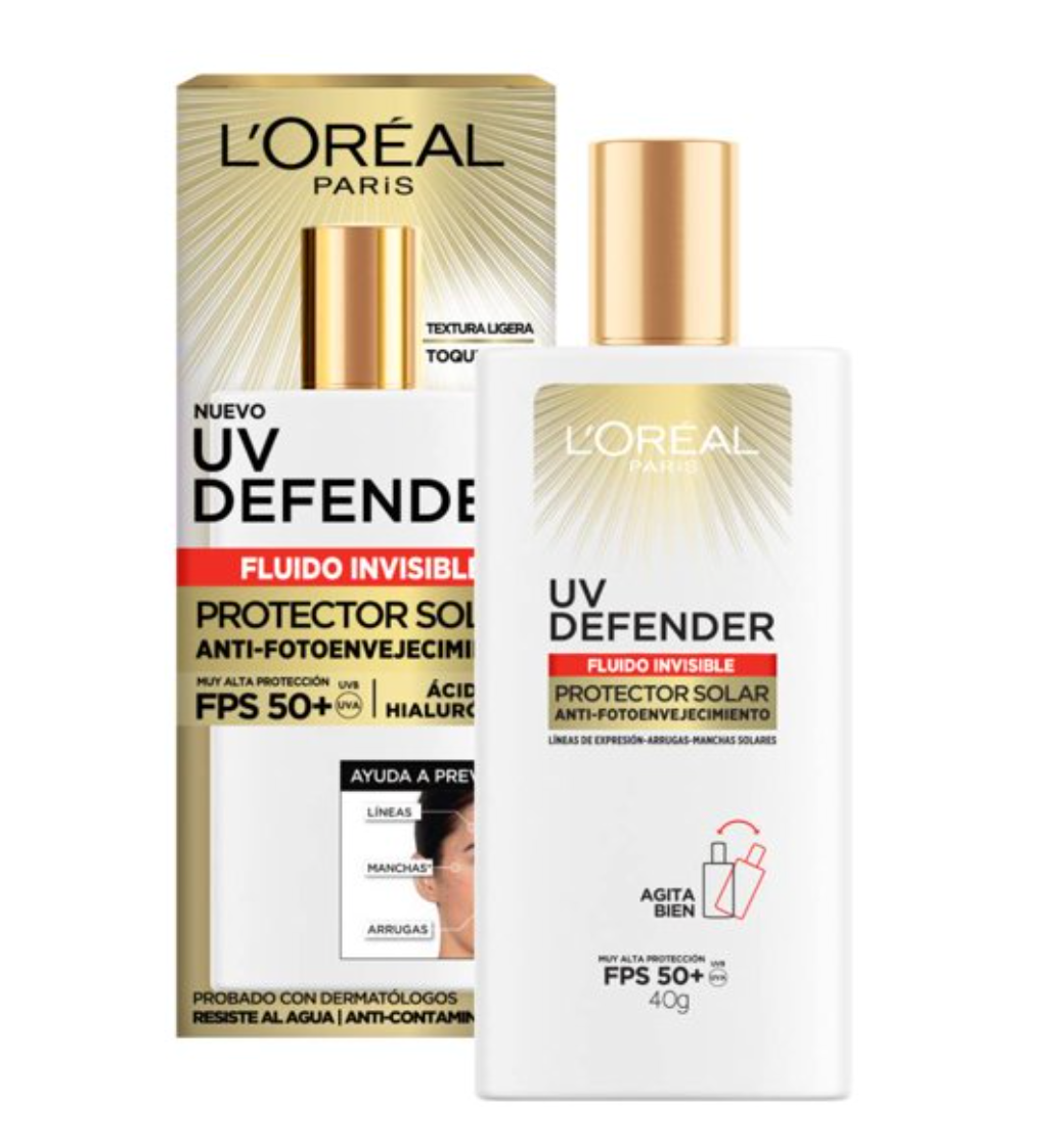Protector Solar L'Oréal UV Defender Fluido Invisible Anti-Fotoenvejecimiento 2 Pack 40 g c/u - .