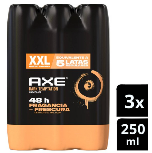 Desodorante en Aerosol Axe Dark Temptation 3 pzas de 250 ml c/u - .