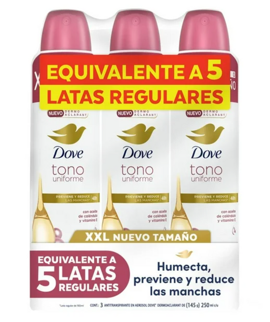 Antitranspirante en Aerosol Dove Tono Uniforme Caléndula 3 pzas 250 ml - .