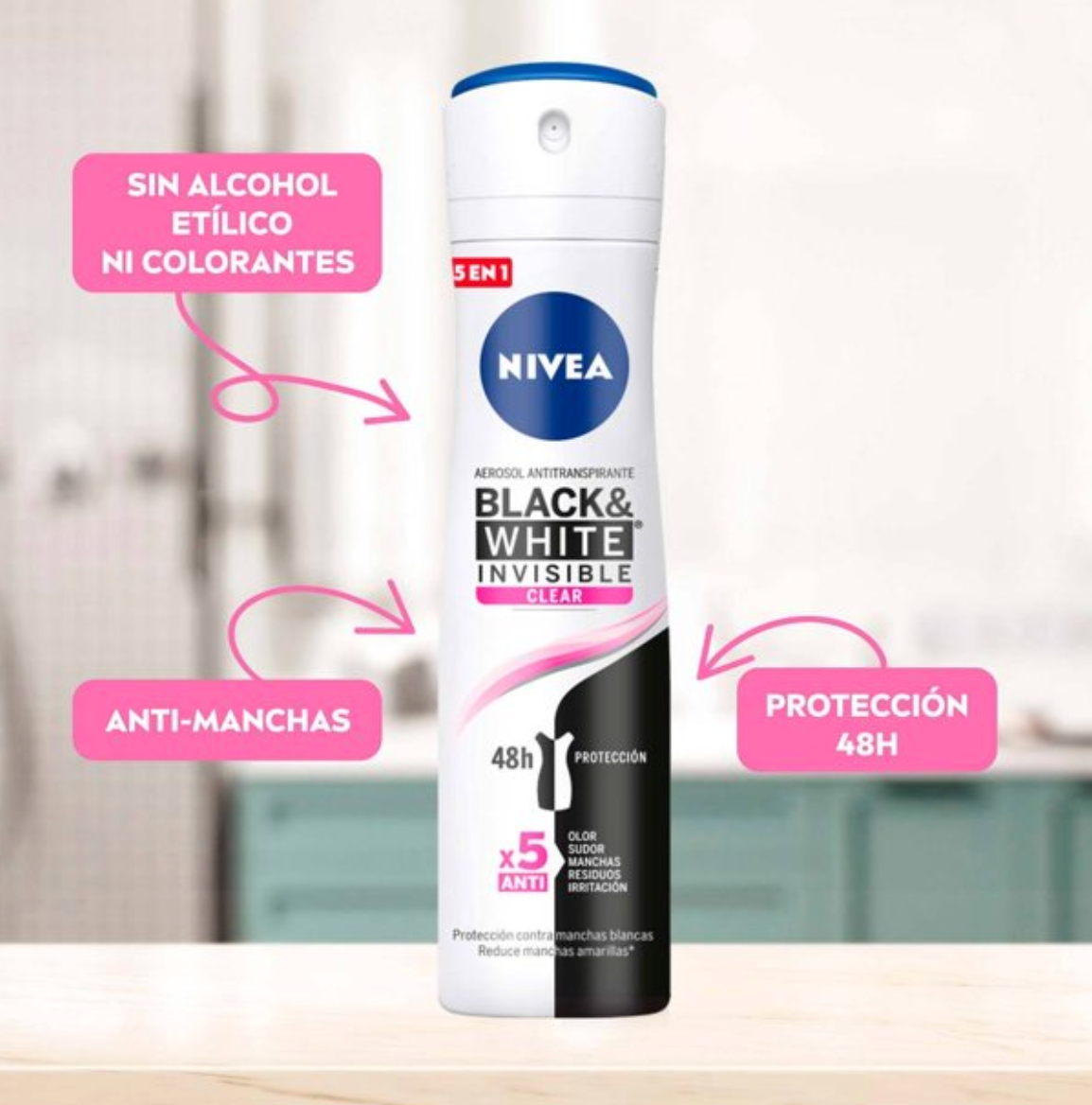 Antitranspirante Nivea Black and White Invisible Clear 3 pzas de 250 ml - .