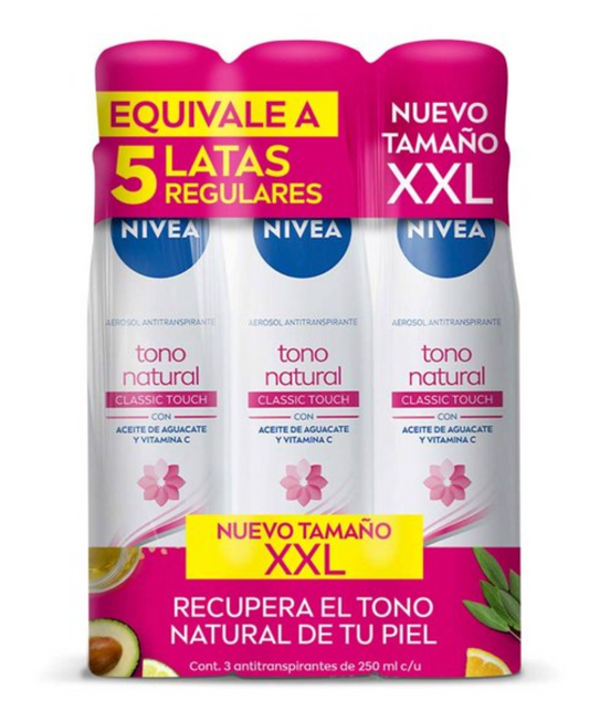 Antitranspirante Nivea Tono Natural XXL 3 pzs de 250 ml - .