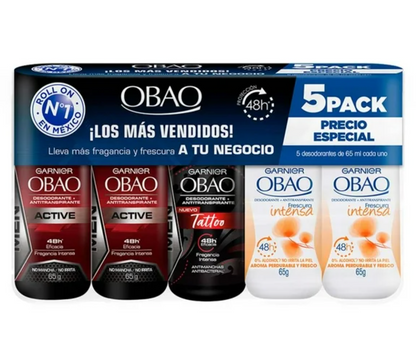 Desodorante Roll On Garnier Obao 5 pzas de 65 g c/u - .