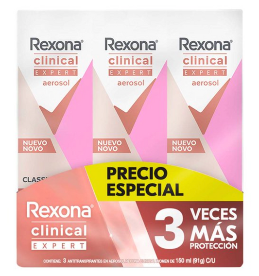 Antitranspirante Rexona Clinical 3 pzas de 91 gr c/u - .