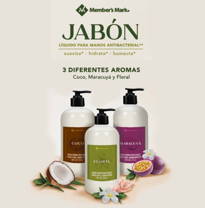 Jabón Líquido para Manos Antibacterial Member's Mark 3 pzas de 500 ml - .
