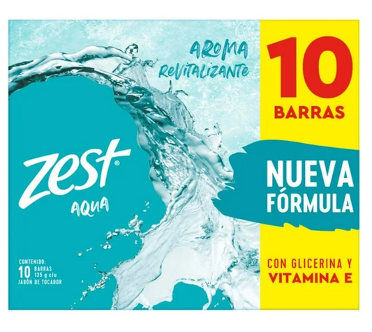 Jabón en Barra Zest Aqua 10 pzas de 135 g c/u - .