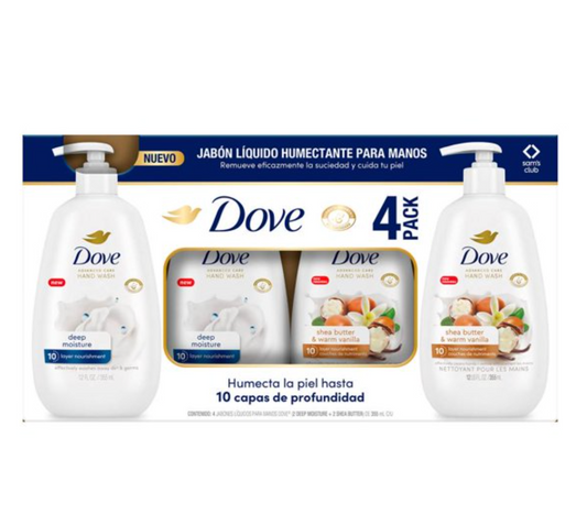 Jabón Líquido para Manos Dove 2 pzas de Deep Moisture y 2 pzas de Shea Butter de 355 ml - .
