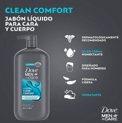 Jabón Líquido Corporal Dove Men +Care Clean Comfort 887 ml - .