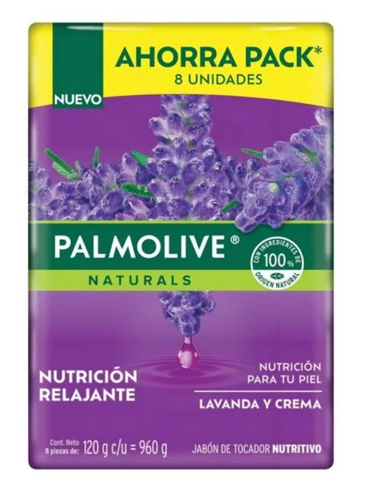 Jabón en Barra Palmolive Naturals Lavanda y Crema 8 pzas de 120 g - .